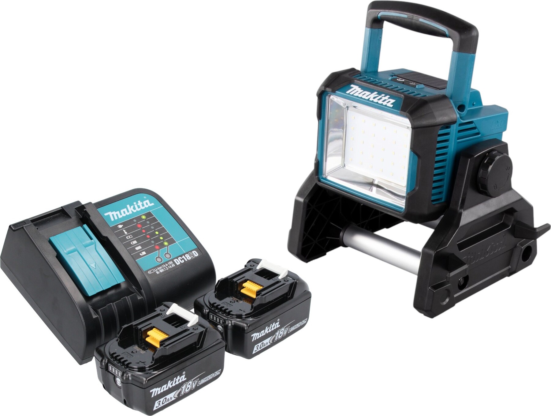 Makita DEADML 811 SF Akku Baustrahler 14,4 / 18 V 3000 lm LED + 2x Akku 3,0 Ah + Ladegerät DEADML811