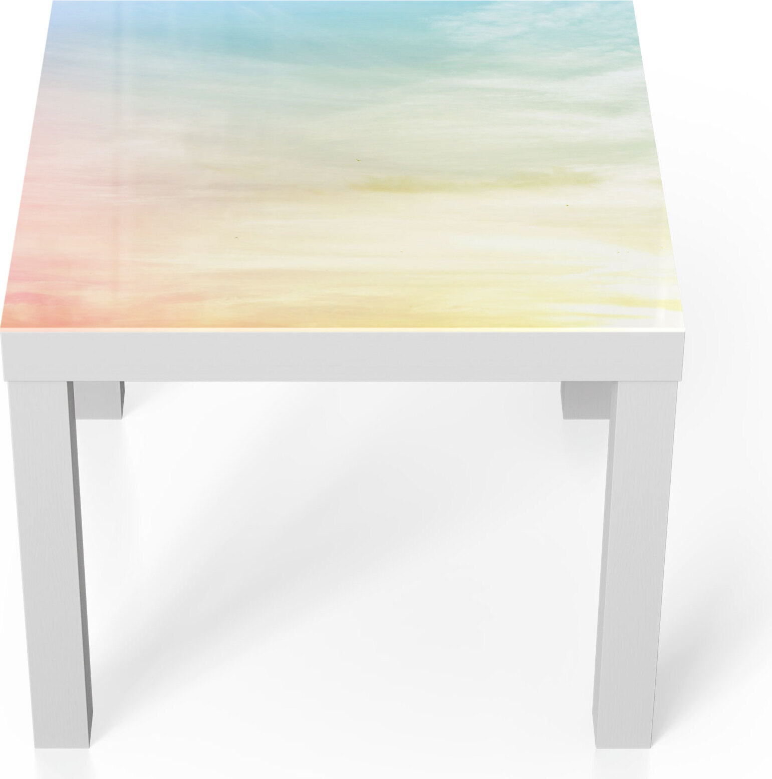 DEQORI Couchtisch 55x55 cm Weiß 'Pastelliger Himmel' Glas Beistelltisch TL-55-55-W-1038