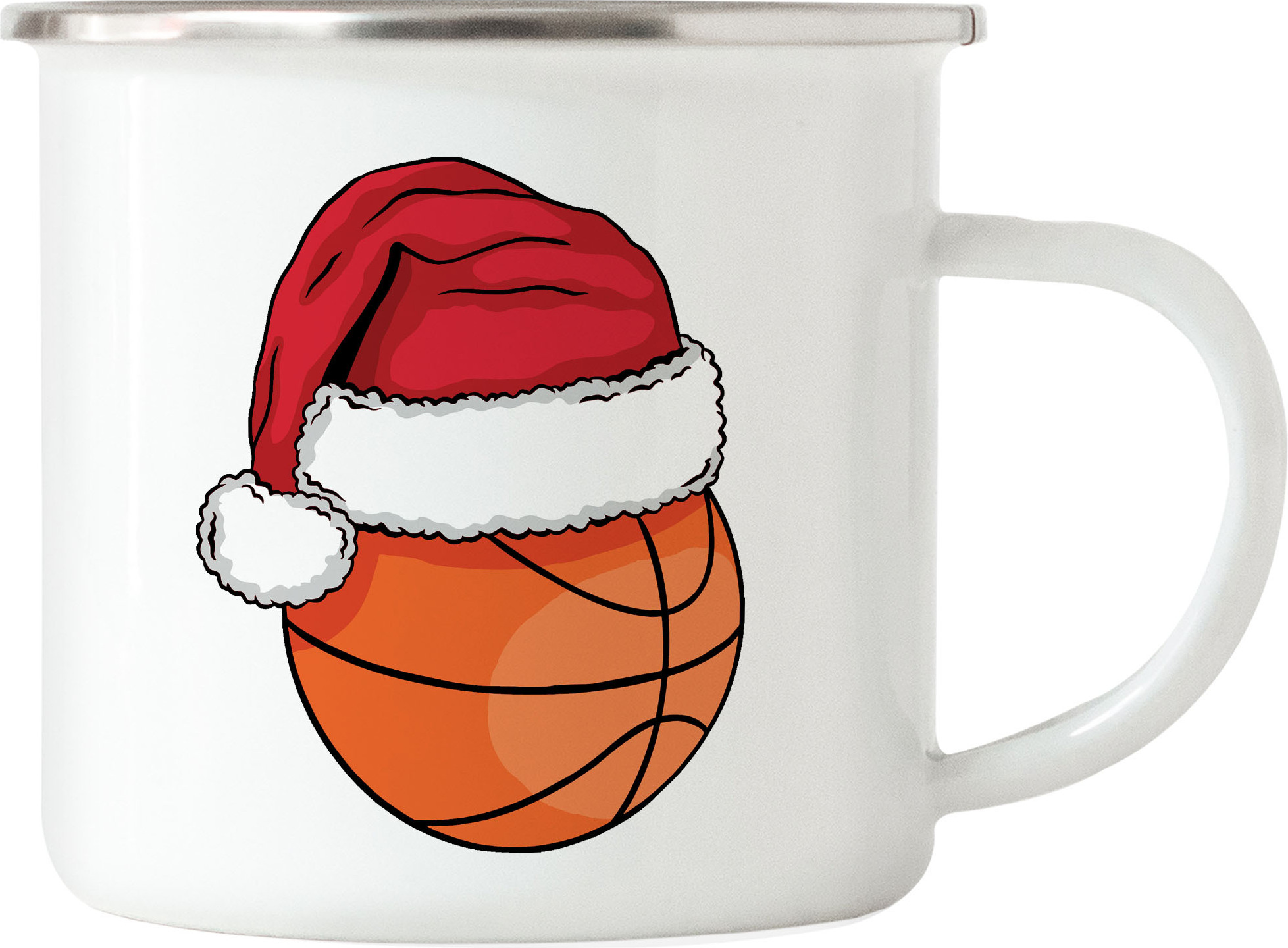 Hey!Print Basketball Emaille Tasse Leben Mannschaft Spieler Teamsport Korb Basket Ballsport Jersey Team Weihnachten Frohes Fest HP-1795-E