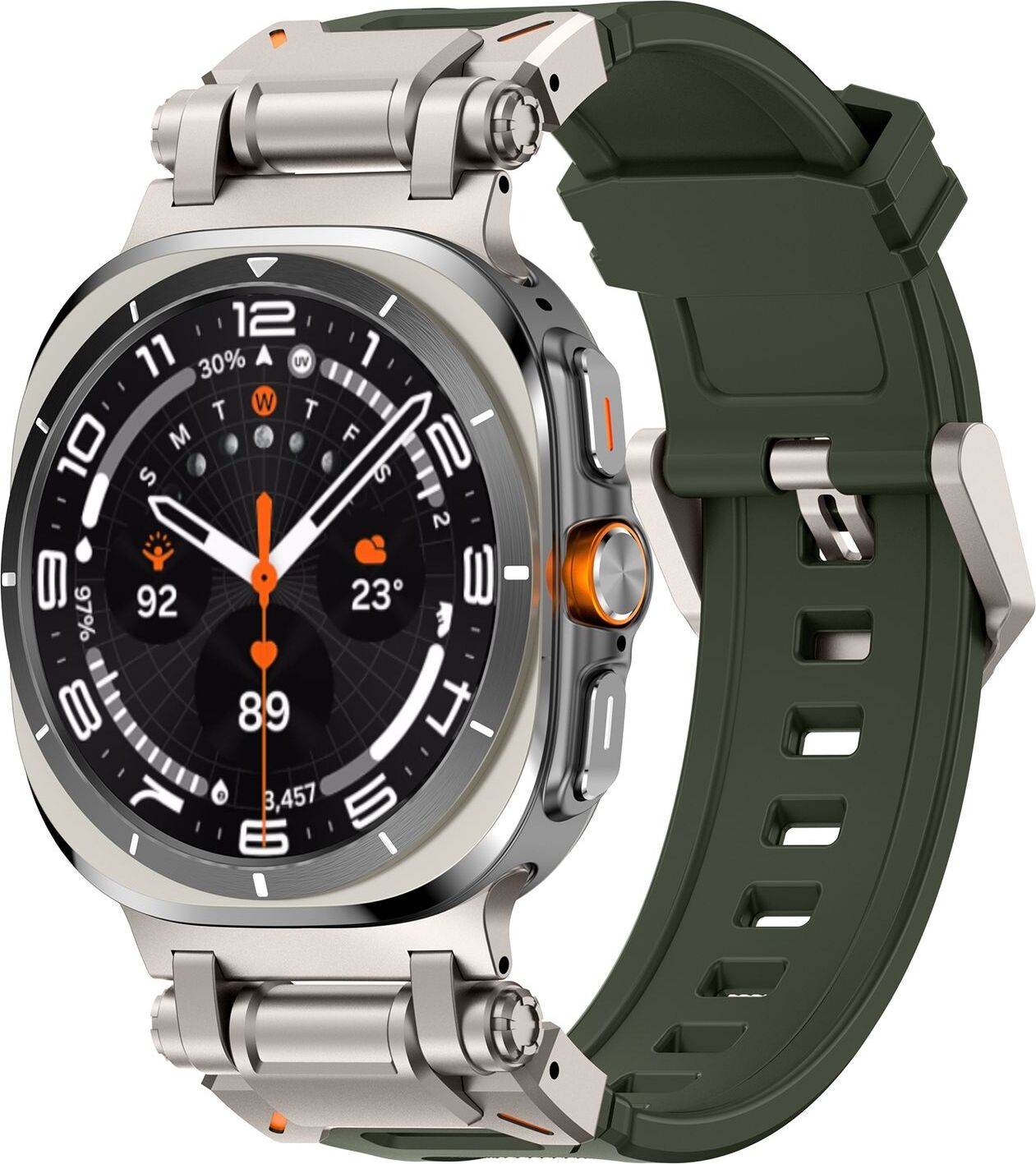 Pre Samsung Galaxy Watch Ultra 47 mm Silikónová titánová zliatina Zelená