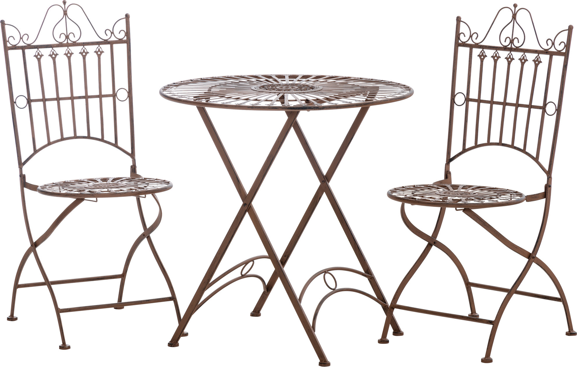 CP Súprava kovových stoličiek a stola Tegal (SET 2+1) - Hnedá antik