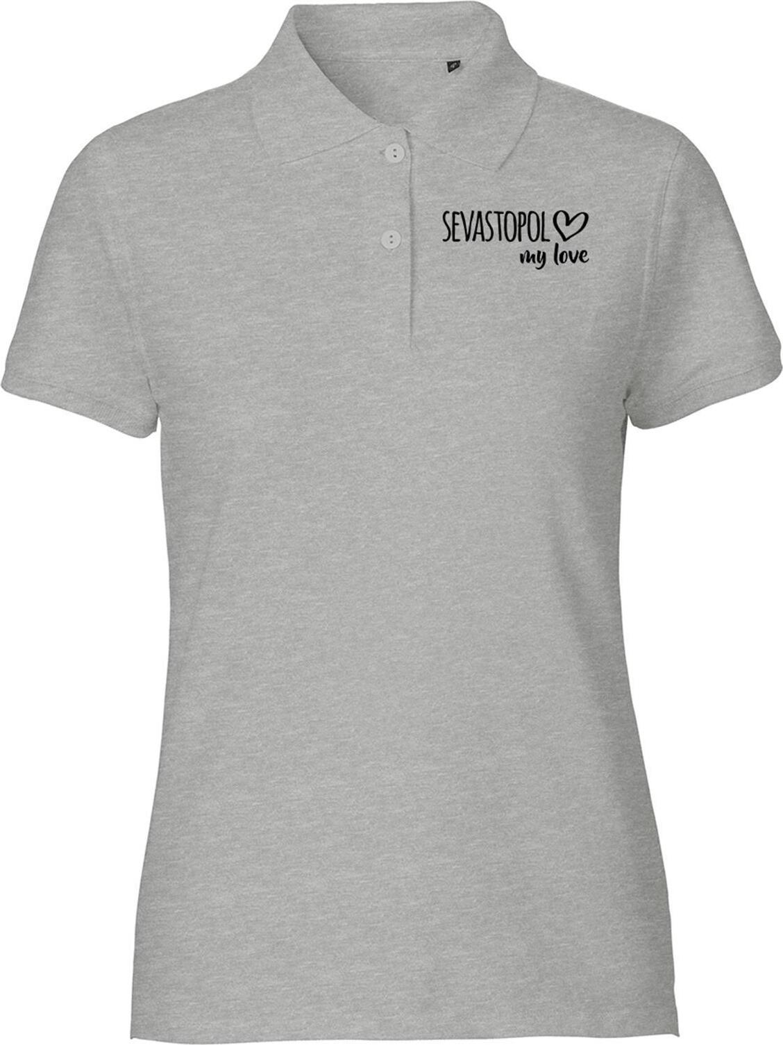 Hellweg Druckerei Huuraa Fun Poloshirt Sevastopol my love Geschenk Womans Poloshirt Sport Grey Größe L Bio Baumwolle Fairtrade Sevastopol Präsent 3537DP-L-SGREY