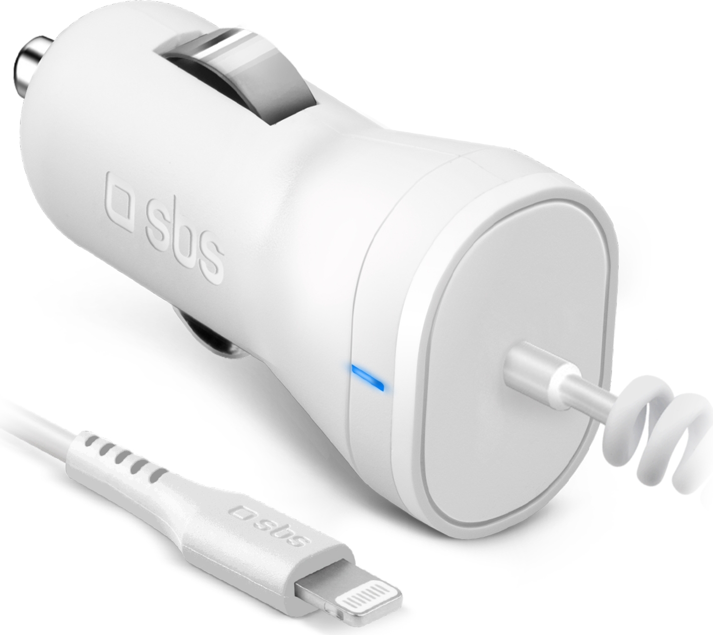 SBS nabíjačka do auta Apple Lightning 1 meter rýchle nabíjanie 12W 2,4A - biela