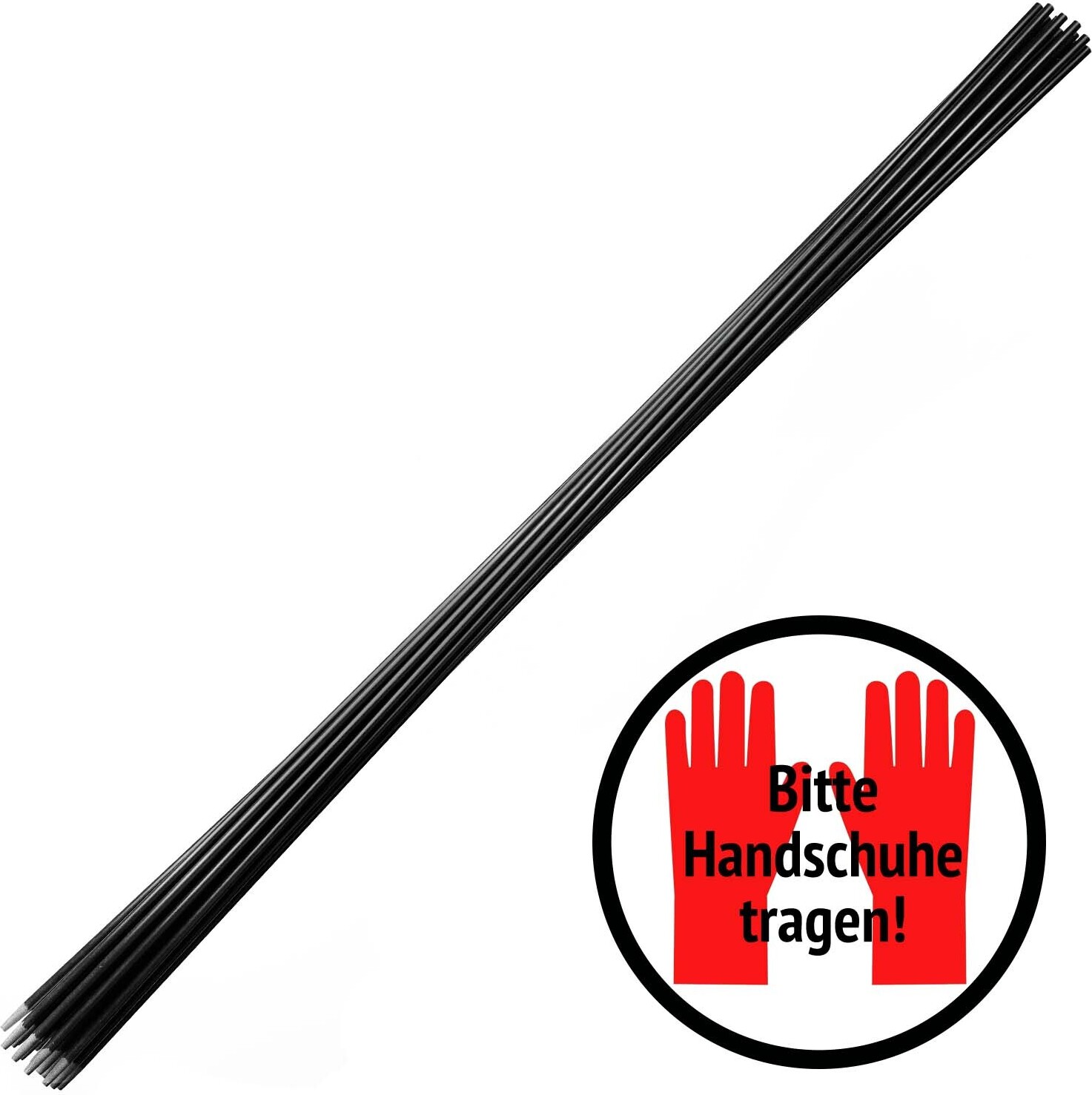 20 Rankstbe schwarz Rundstbe aus Glasfaser (Fiberglas)