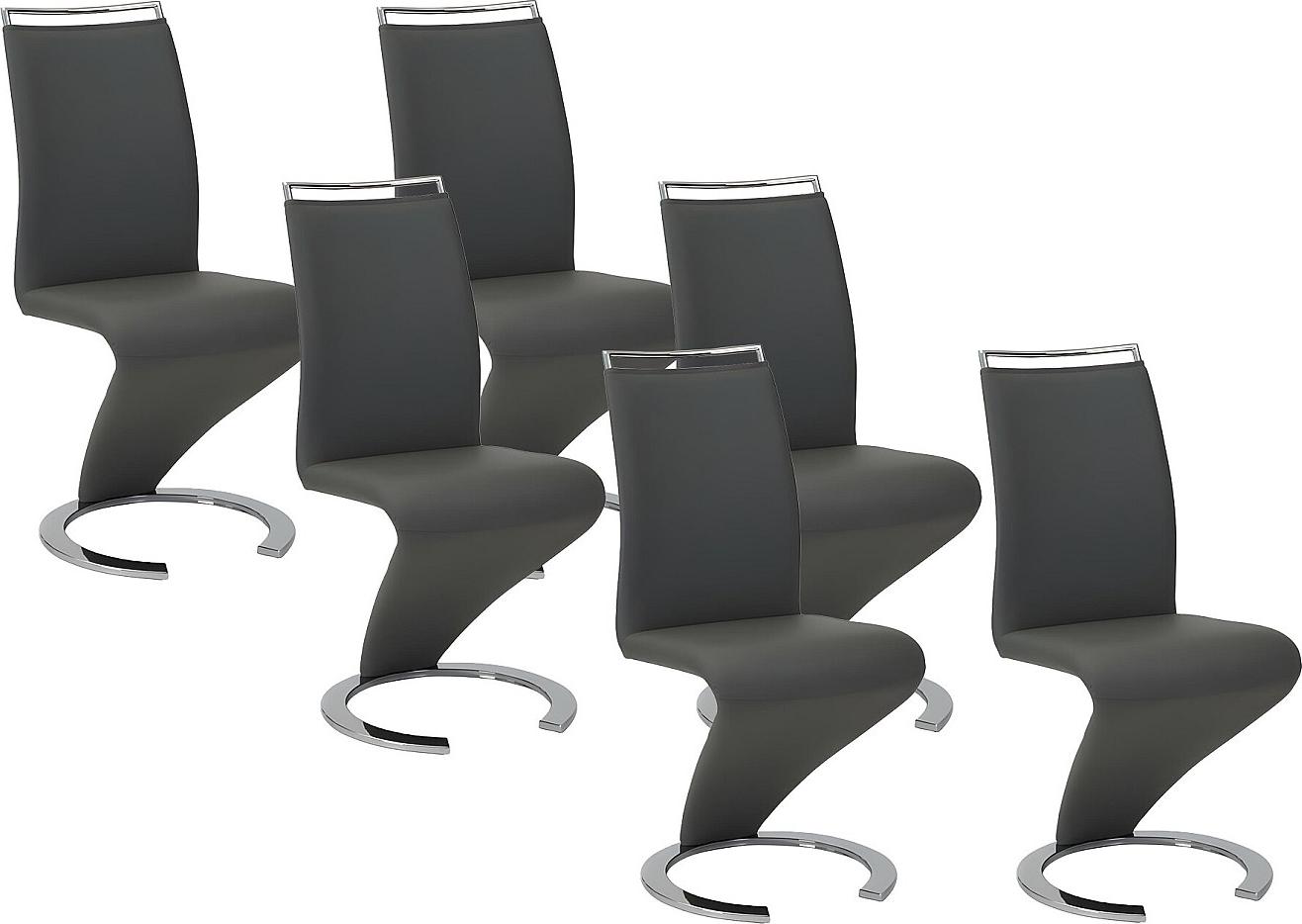 Vente-unique 6er Set TWIZY Stühle - Schwarzes Ökoleder