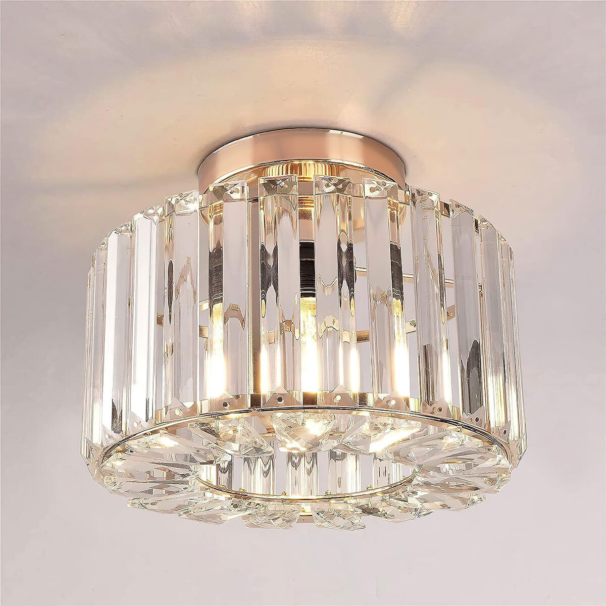 Welikera Deckenleuchte,LED Kristall Deckenlampe ohne Glühbirnen,E27 Fassung, 28*28*18cm KAUF-INTT-LT690-4