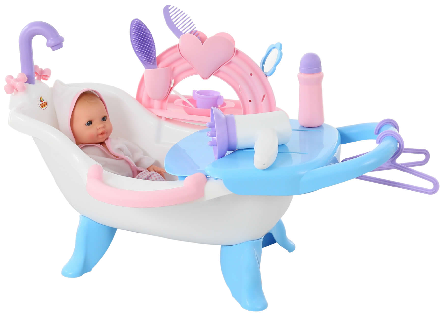 Coloma Puppenbadewanne mit Puppe Badewanne Puppenwanne mit Wickelauflage 58 cm