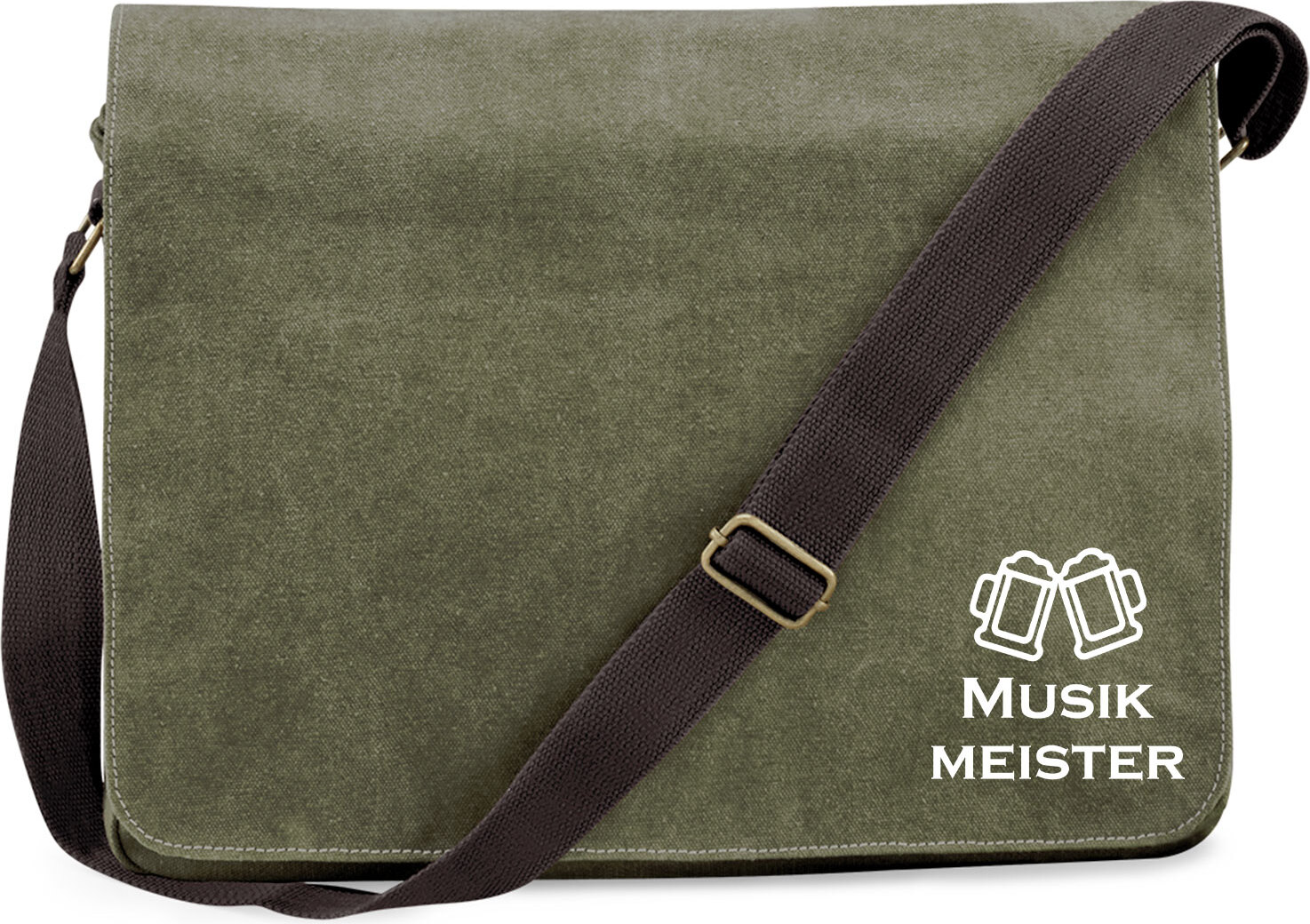 Hellweg Druckerei Huuraa Schultertasche Musikmeister Spielmanszug Geschenk 14 Liter Military Green Canvas Musikmeister Mitbringsel 3791CUT-VMIL
