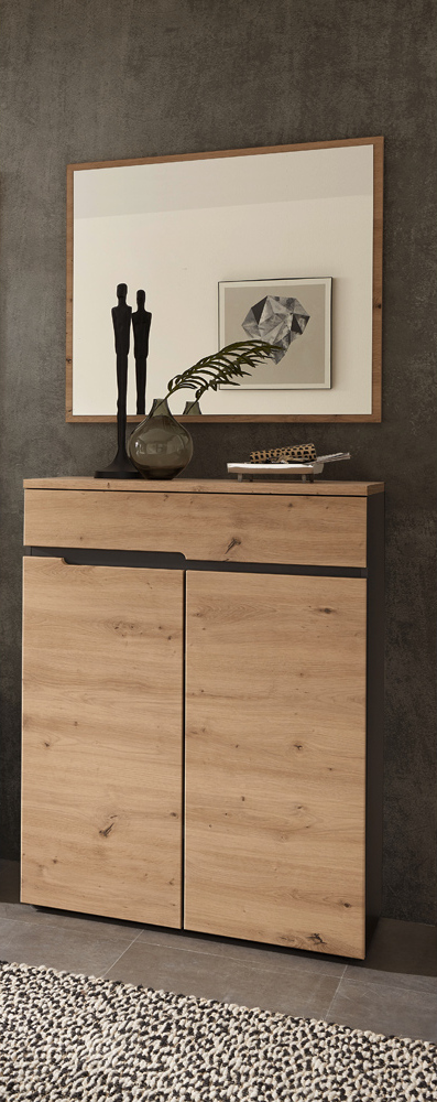 Lomadox Garderoben 2er Set MANRESA-36 in Artisan Eiche Nb. mit Graphit B/H/T: ca. 80/190/3 cm MANRESA-36-SET5