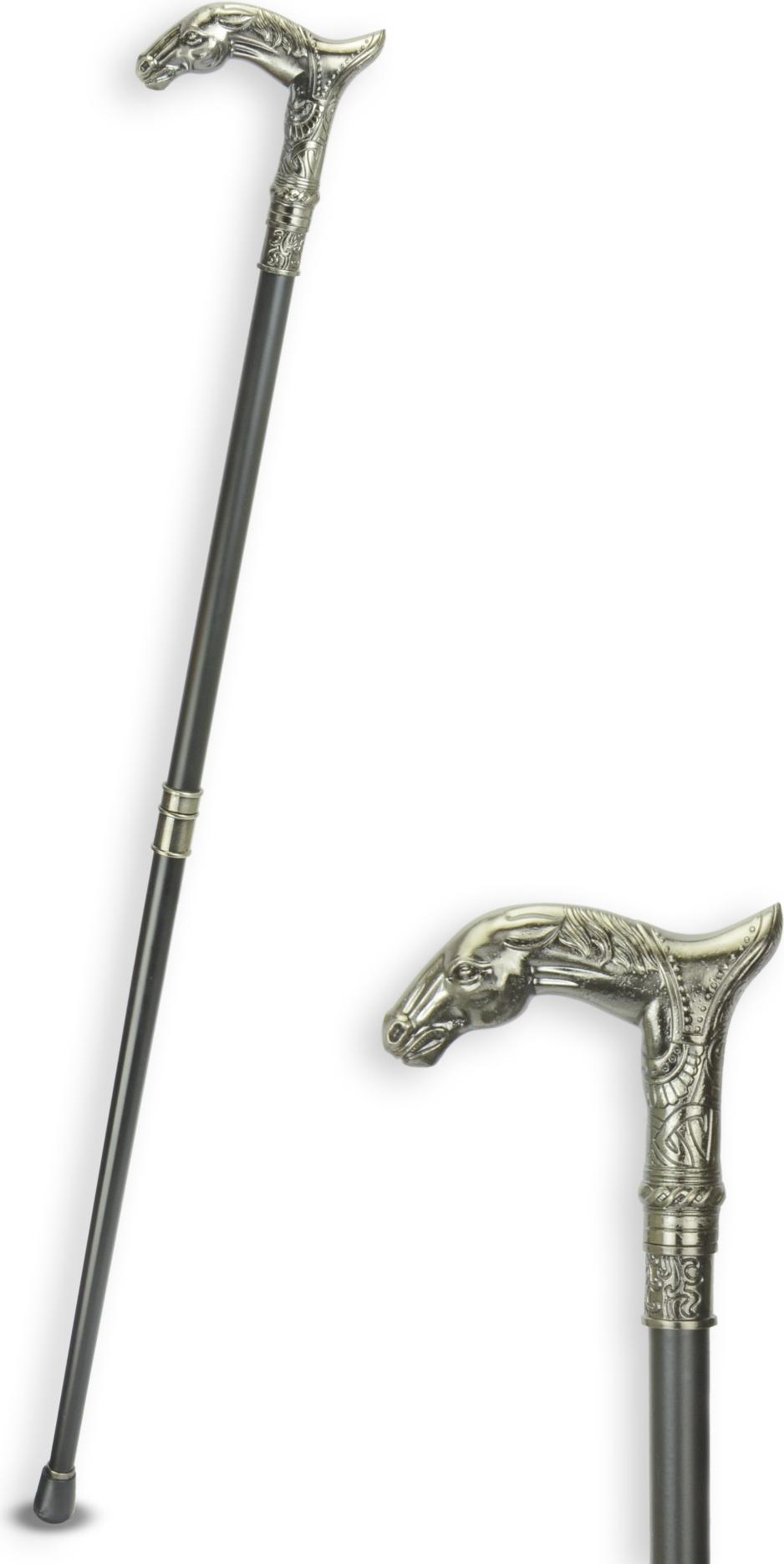Aubaho Spazierstock Pferd Flanierstock Aluminium Replikat Retro Design Dekoration