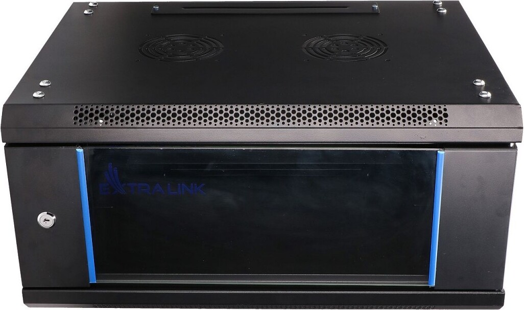 Extralink 4U 600X450 WALL-MOUNTED RACKMOUNT CABINET BLACK - Wandmontiertes Regal - 4U - 20 kg - Sperrschloss - Ablageschienen - Schwarz