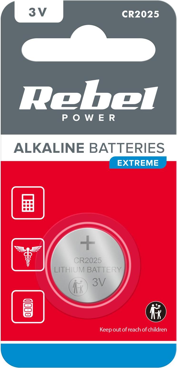 Rebel Extreme CR2025 Batterie 3V, Hohe Effizienz