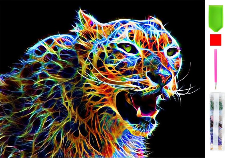 RealG RC-K-087 Diamantmalerei-Set 5D, 30 x 40 cm, Tiger