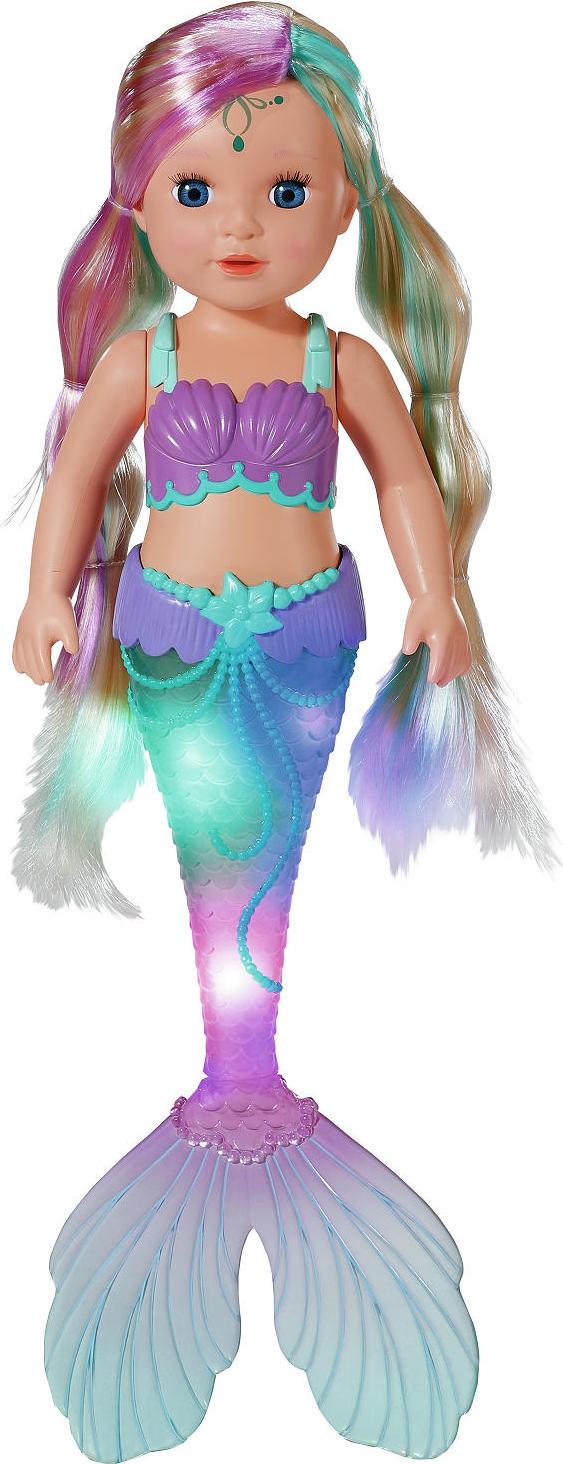 BABY born Meerjungfrau 43cm, Puppe mit Langen Haaren zum Stylen und leuchtender Schwanzflosse, fr Kinder ab 3 Jahren, Batterien bentigt, 837351 Zapf Creation