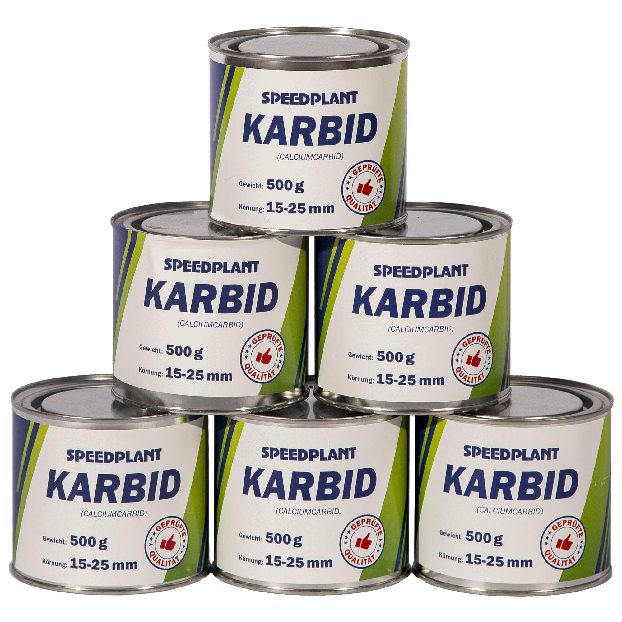 SPEEDPLANT Karbid 3kg (6x 500g) - Carbid Kabit Kabitt karbitt Karbit Karbid Große feste Steine Körnung 15-25mm - 6 Dosen