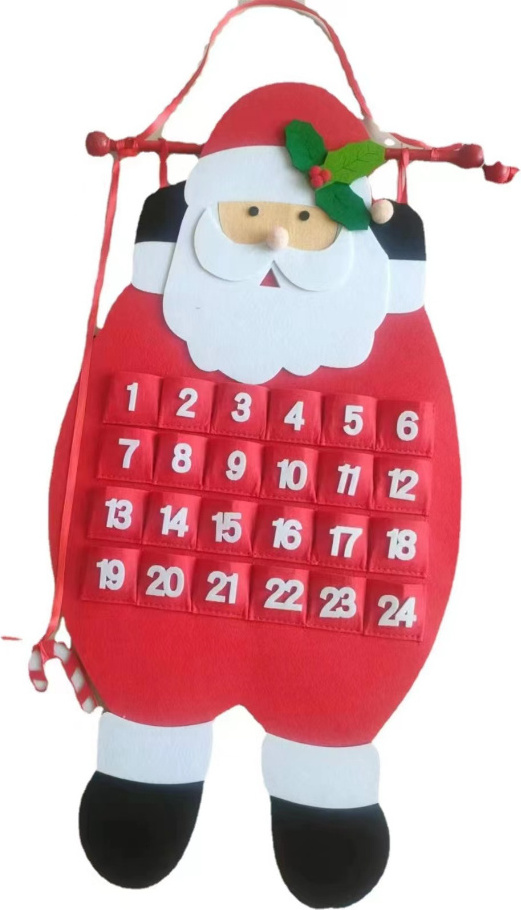 3D adventný kalendár z plsti Santa, odpočet do Vianoc, interiérové dekorácie, Otec Vianoc