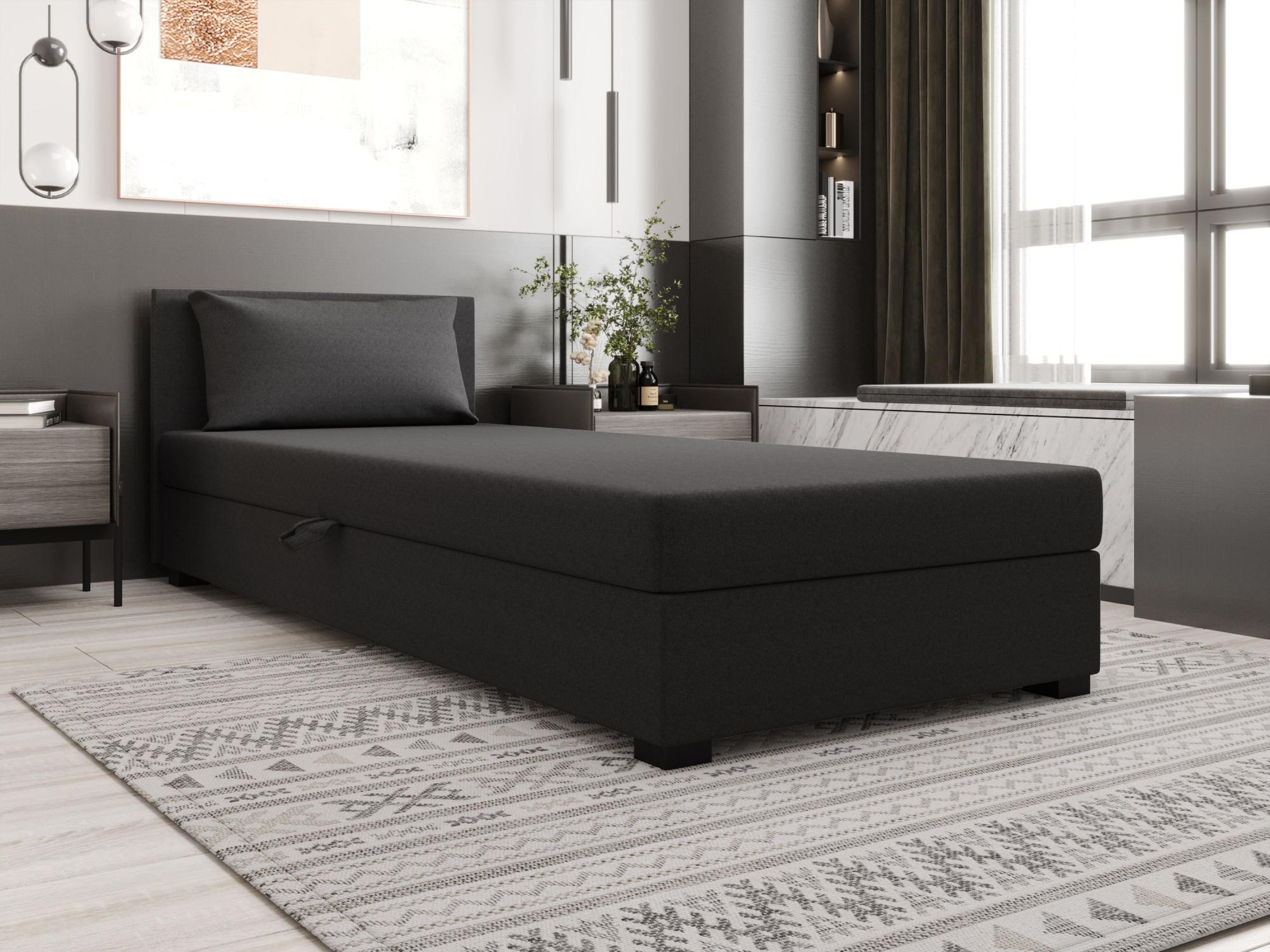 VENETI Einzelbett 90x195 ZAJDA 1 mit Stauraum - grau 060-04-04746