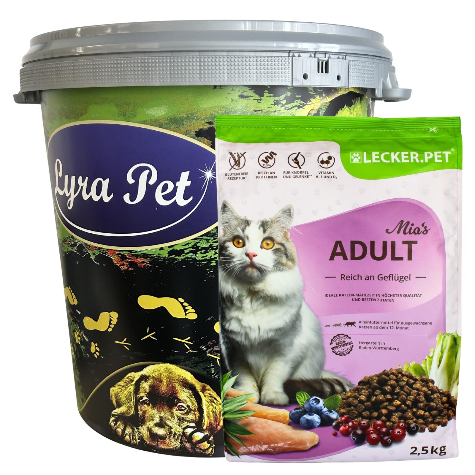 2,5 kg Mias Adult Herzhaftes Geflügel Katzen Trockenfutter Lecker.Pet®+30L Tonne 50810-001-Z1