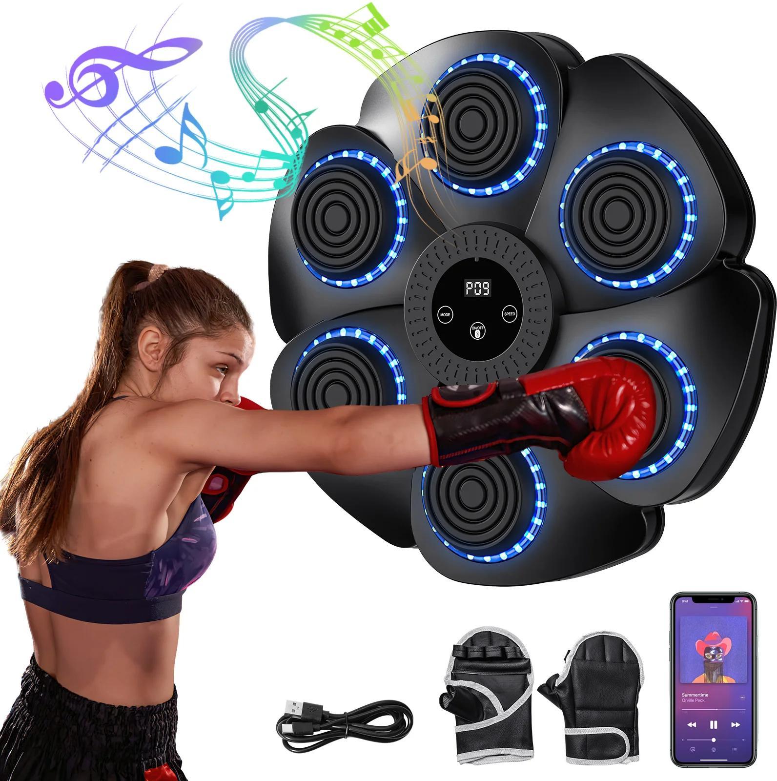 StarTech Intelligentes Bluetooth Boxtrainingsgerät - Wandmontierter Schlagtrainer - 6 Trefferzonen - Musik & App-Steuerung - 9 Trainingsmodi 9 Geschwindigkeiten - Schwarz