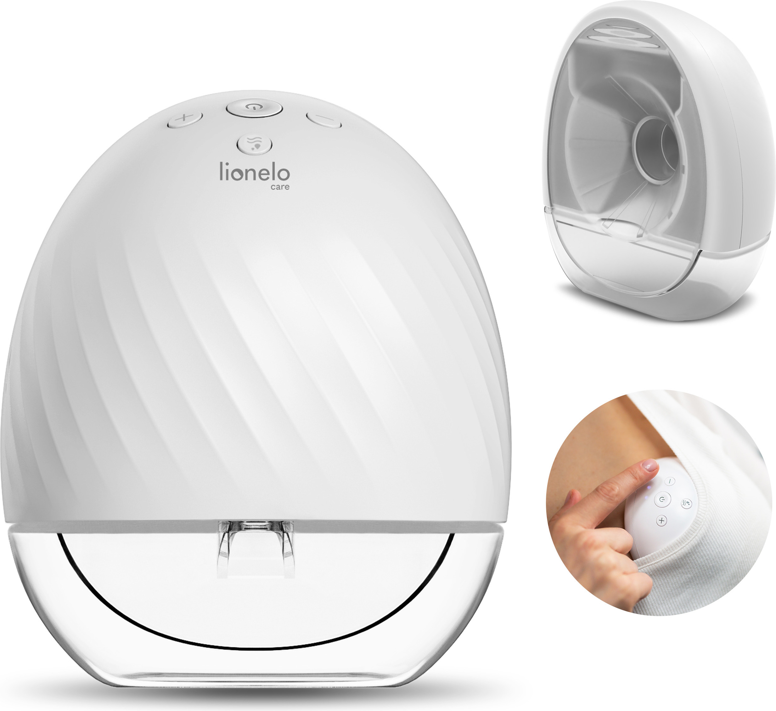 LIONELO Fidi Free Simple Draadloze 2-Fasen Borstkolf, 180 ml, Handsfree Elektrische Moedermelkpomp, 9 Massage Standen, Energiebesparend, 5 Siliconen Trechters met Timer