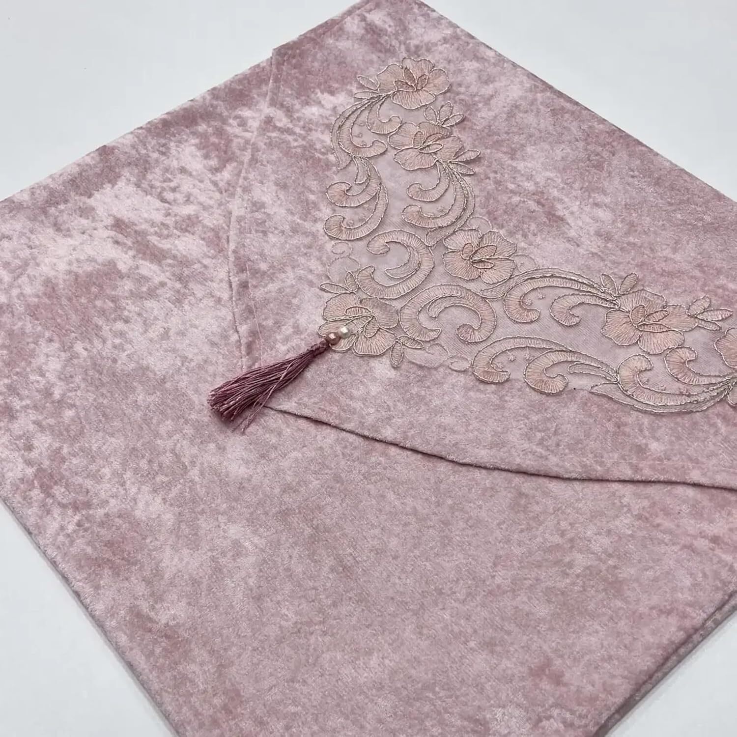 ErYa Lounge Çeyizlik Rosa Bohça Stoff Nian Gelin Damat Hediye Geschenk mit Fransen, Spitze und Stickerei - Ideal für die Mitgift