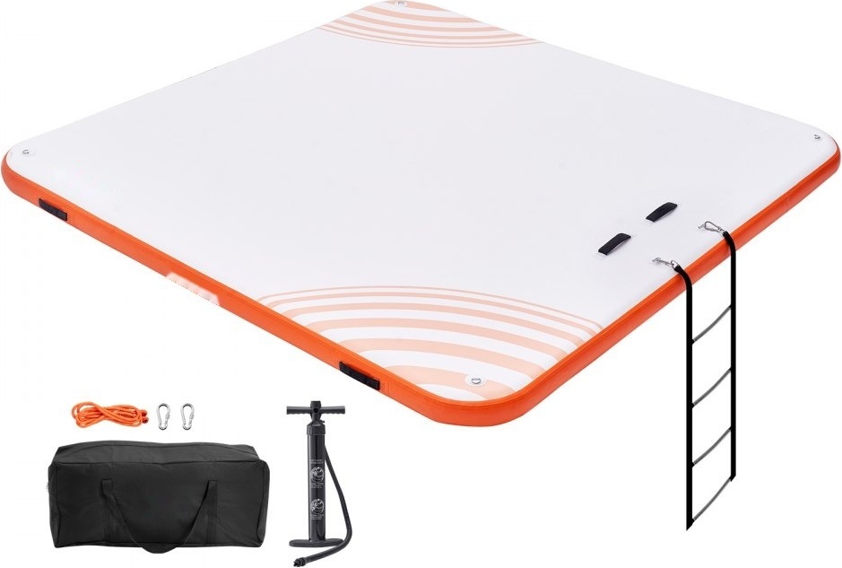 Aufblasbares Schwimmdock ''WasserOase''- 2,13 x 2,13 m - Dockplattform Insel für Pools - Rutschfeste Dockmatte, inkl. Tragetasche & Leiter - Schwimmplattform mit Komfort und Sicherheit