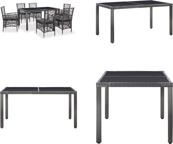 vidaXL 7-dielny záhradný jedálenský set poly ratan sivý - Jedálenský set - Jedálenské sety - Záhradný nábytok - Záhradný nábytok