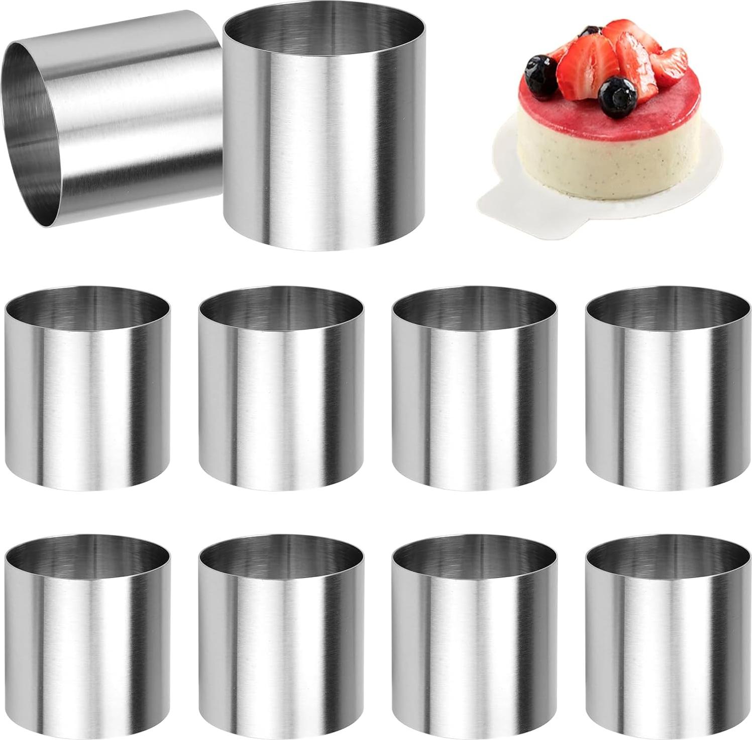 Markenlos Mini-Taartringe 5 cm - Set von 10 Stück rostfreien Dessert- und Dinerringen