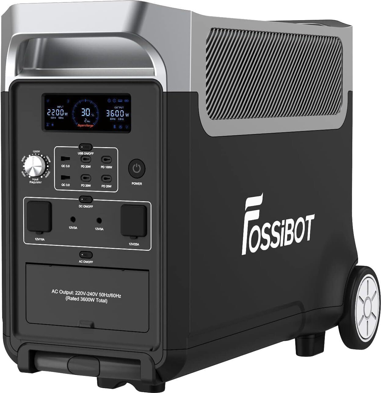 Solárny generátor FOSSiBOT F3600 Pro, prenosná elektrocentrála 3840Wh LiFePO4, výstup 3x230V AC 3600W (7200W Peak), rýchle skladovanie energie z búrkového generátora