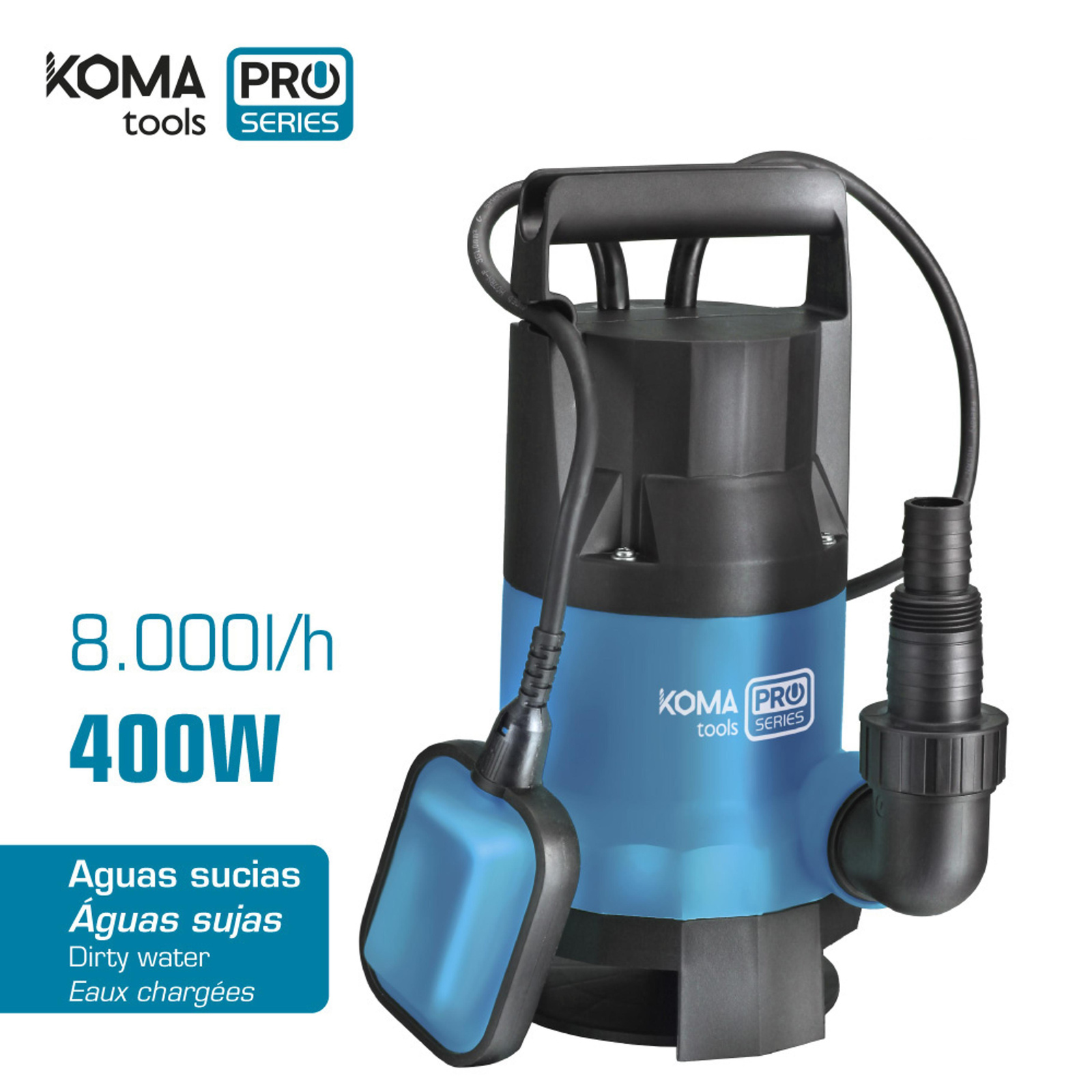 Pumpenentfernung von verschmutztem Wasser 400W 17x33cm Koma Tools 8792