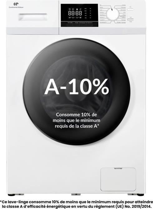 Frontlader-Waschmaschine - CONTINENTAL EDISON - CELL10140W3 - 10 kg - Induktionsmotor - 60 cm - 1400 U/min - Weiß