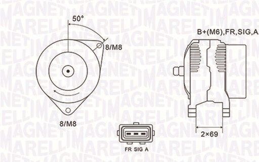 MAGNETI MARELLI 063731857010 Alternátor LiMa 125A 14V pre FORD FOCUS (DAW, DBW) FOCUS Estate (DNW) TRANSIT CONNECT (P65, P70, P80)