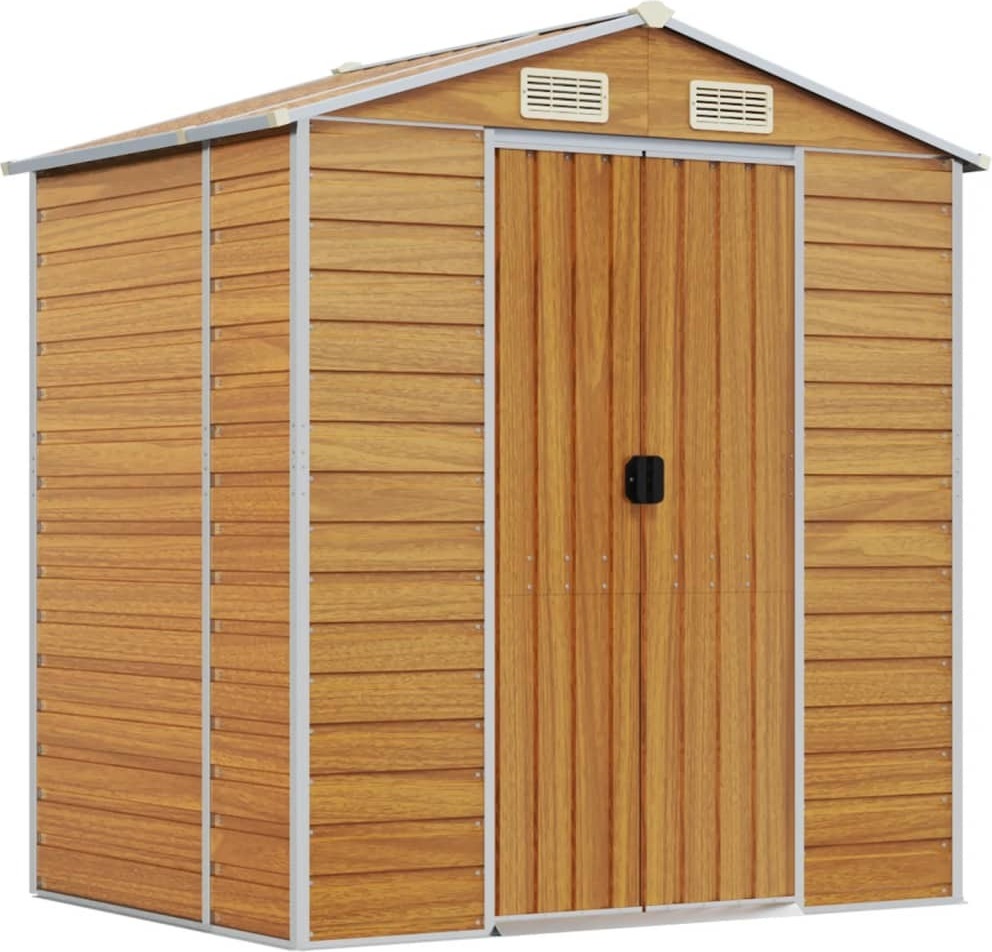 vidaXL Záhradný prístrešok svetlohnedý 191x130x198 cm pozinkovaná oceľ