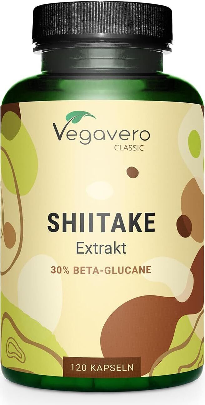 Vegavero Shiitake Extrakt | 120 Kapseln | 750 mg pro Kapsel | 40% Polysaccharide | 30% Beta-Glucane | vegan X001DWP40X