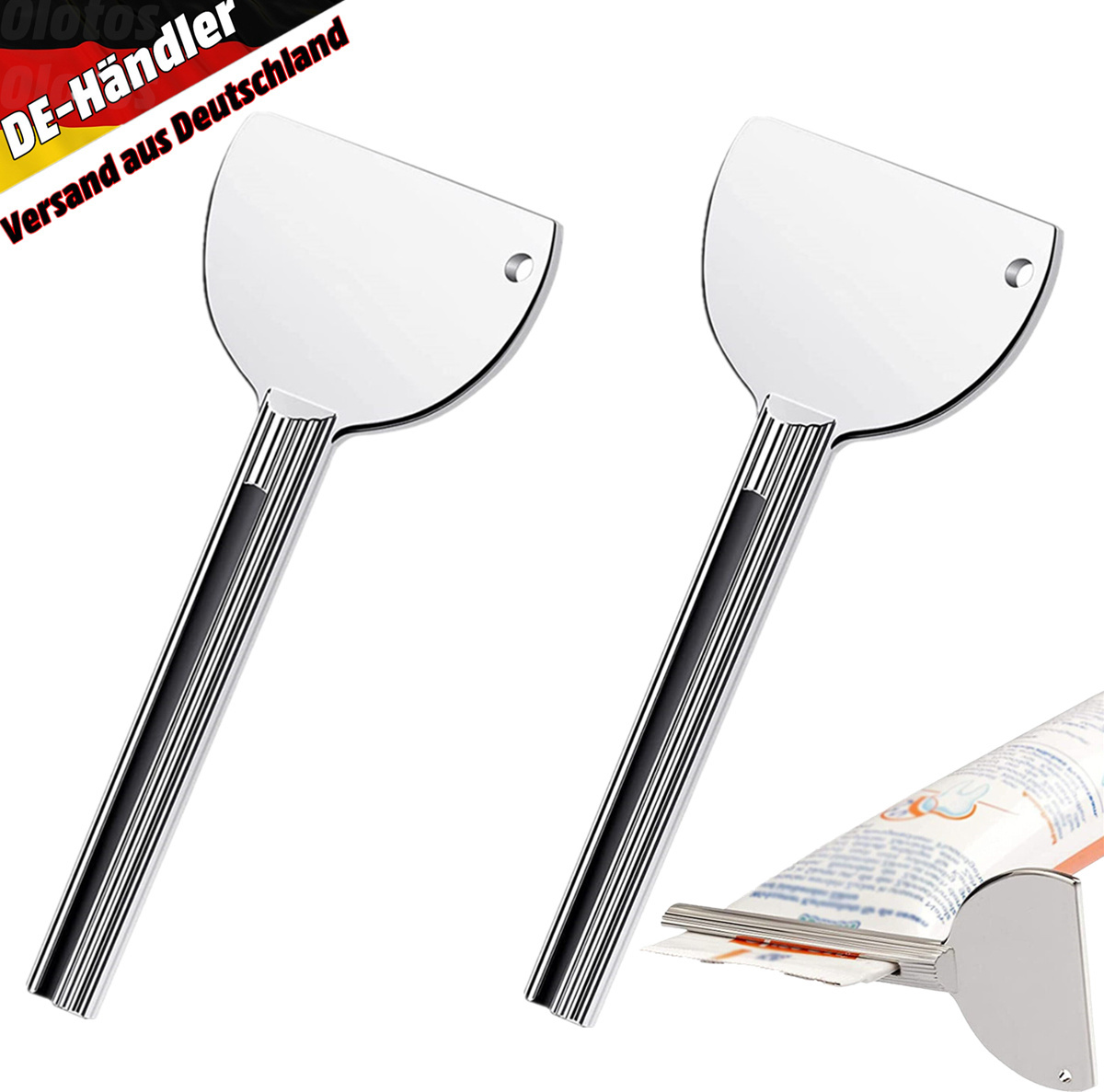 Olotos 2 Stück Tubenpresse Tubenschlüssel Tubenquetscher Tubenausdrücker Tubenpresse Zahnpasta Edelstahl Toothpaste Squeezer für Kosmetik Schuhcreme Haarfärbemittel Pigmente Geeignet für Küche Bad Studio