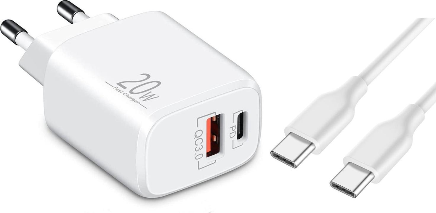 USB C nabíjačka USB napájanie rýchla nabíjačka nabíjačka mobilných telefónov rýchla nabíjačka USB-C + USB-A, dvojportová nabíjačka, rýchle nabíjanie pre iPhone, iPad, Samsung, Google Pixel, tablet a ďalšie - Type-C Type-C 2 metre