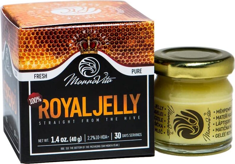 NATURAL FOOD Gelée Royale - Roher Royal Jelly - 2,2% 10-HDA - Bienenmilch - Nahrung der Bienenkönigin - Stärkung des Körpers - 40g