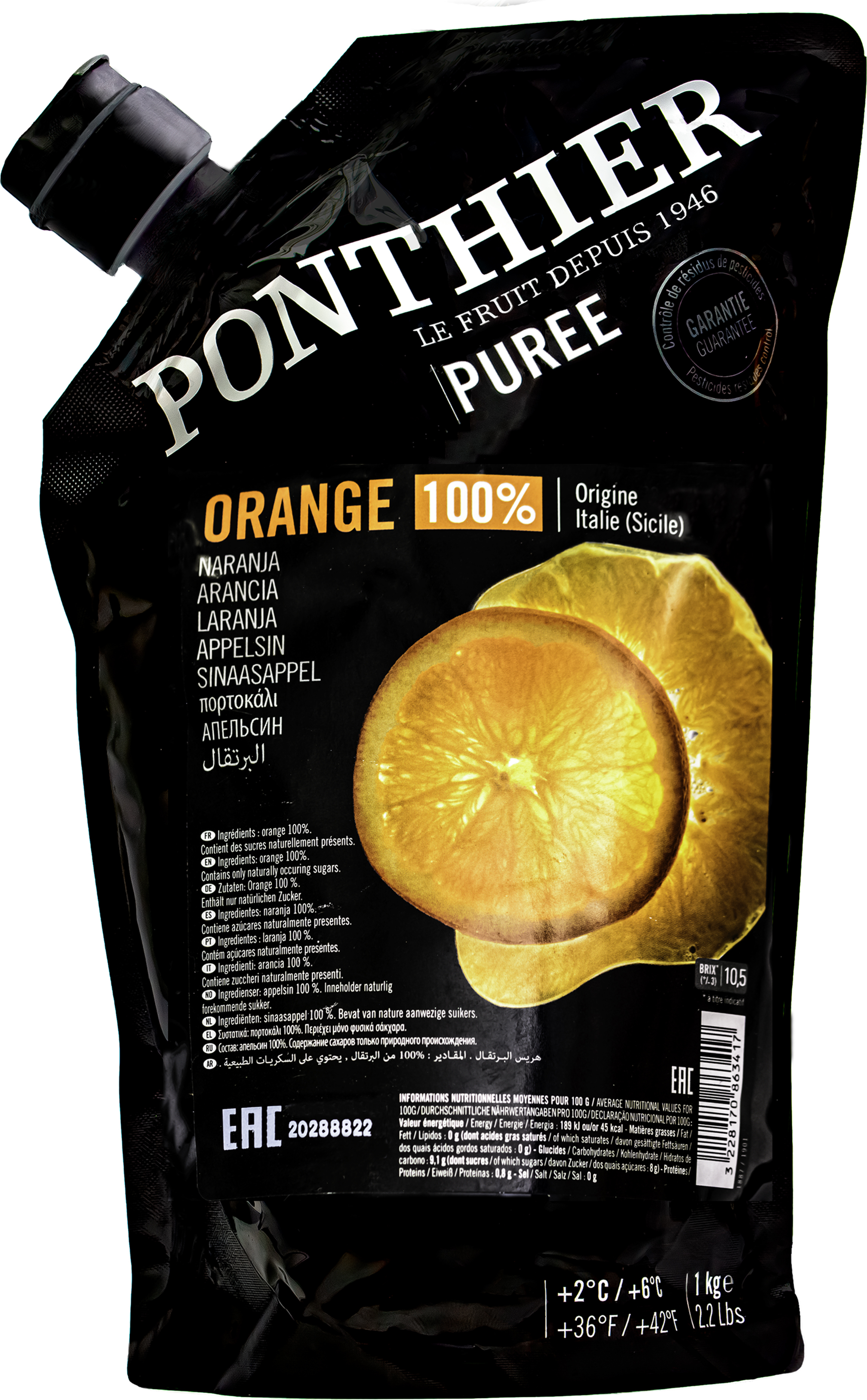 Food-United ORANGE-FRUCHT-PÜREE Ponthier 1KG Smoothies Müsli uvm. FU0162-1
