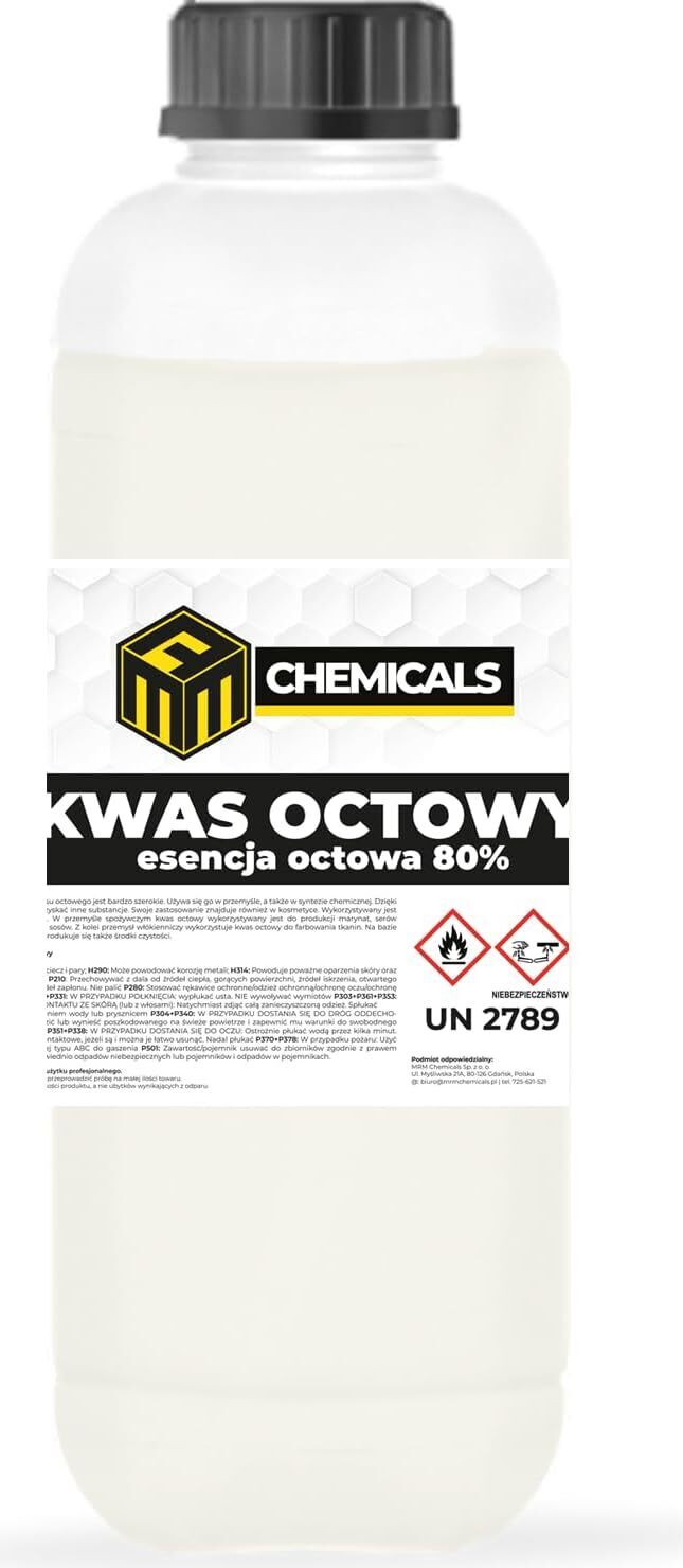 MRM-Chemicals MRM CHEMICALS Essigsäure 80 1L 1 Liter Reiniger, Entkalker, zum Entfernen von Schmutz im Haushalt