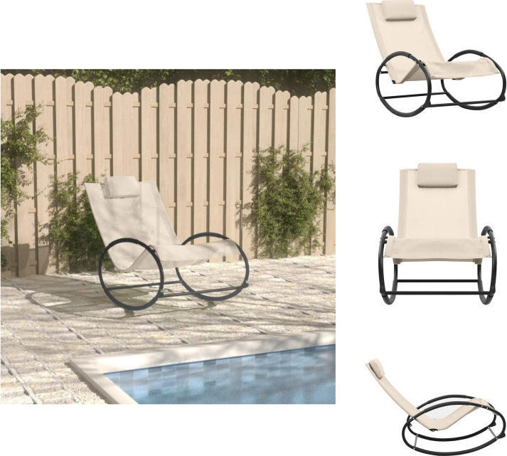 vidaXL Lehátko s vankúšom oceľ a textilén krémová - Lehátka