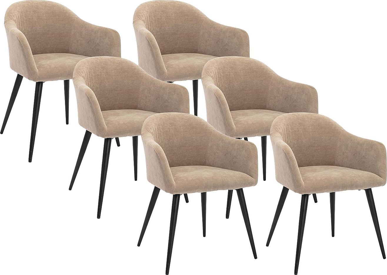 Vente-unique Satz von 6 Stühlen BIBO - Veloursimitat und Metall - Beige