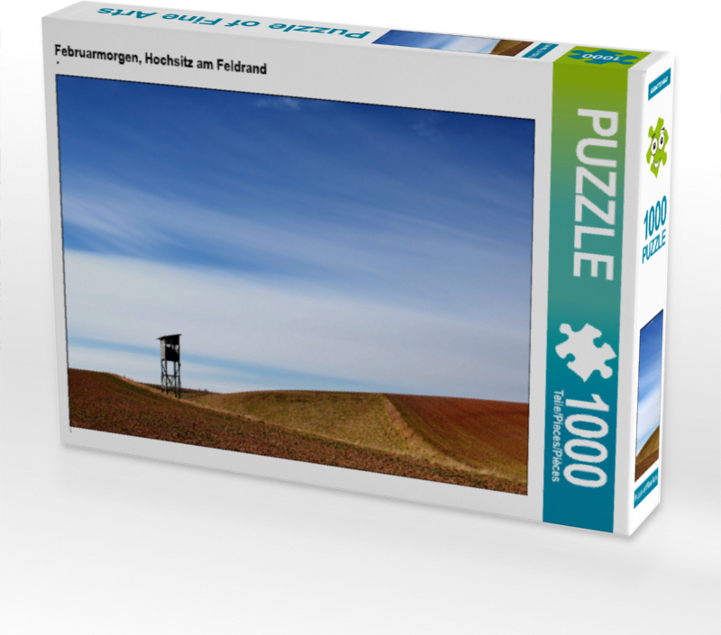 CALVENDO Puzzle Februarmorgen, Hochsitz am Feldrand | 1000 Teile Lege-Größe 64x48cm Foto-Puzzle für glückliche Stunden