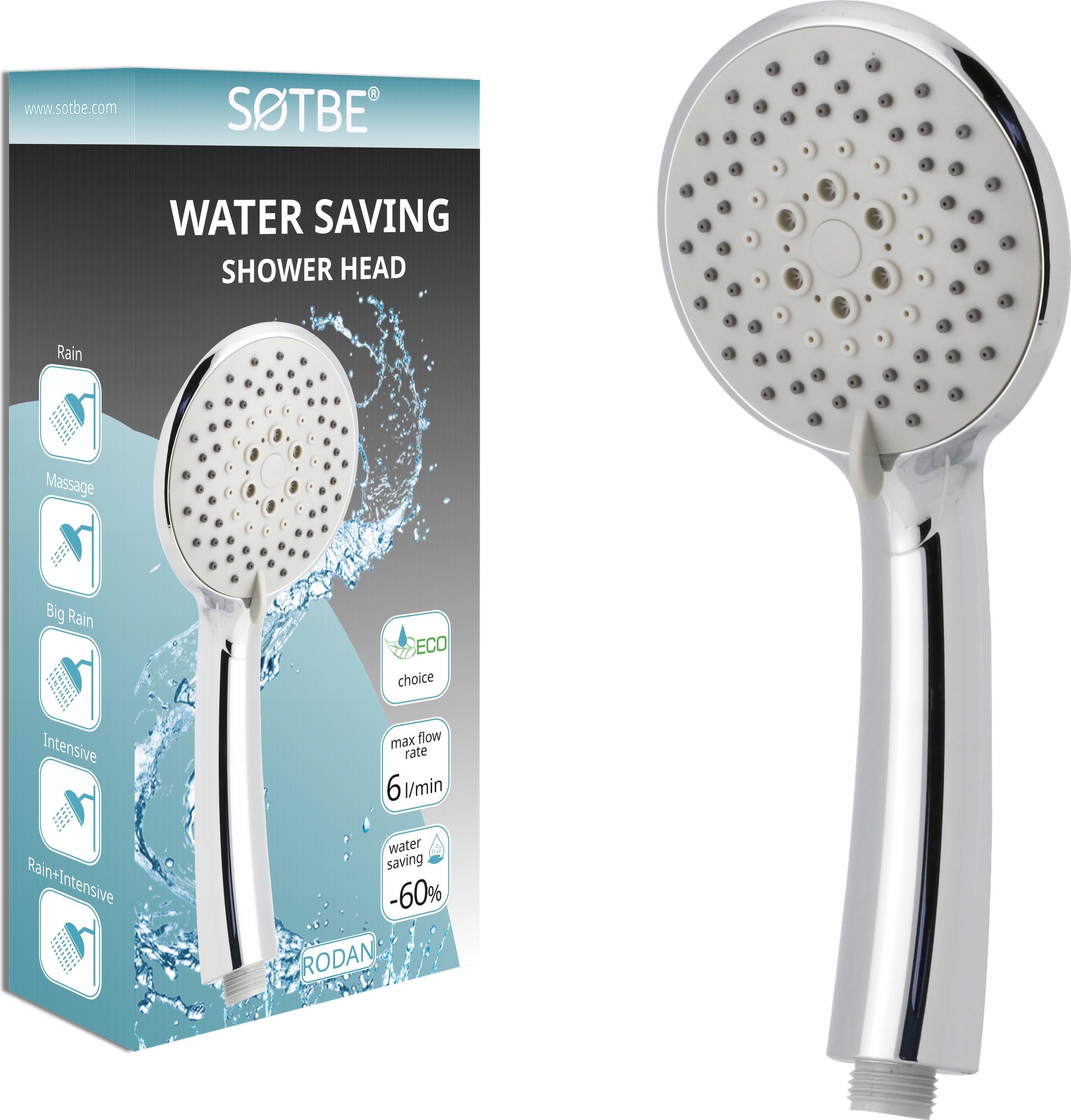 SOTBE Wassersparender Duschkopf, 5-Bereichs-Duschkopf - 60 %