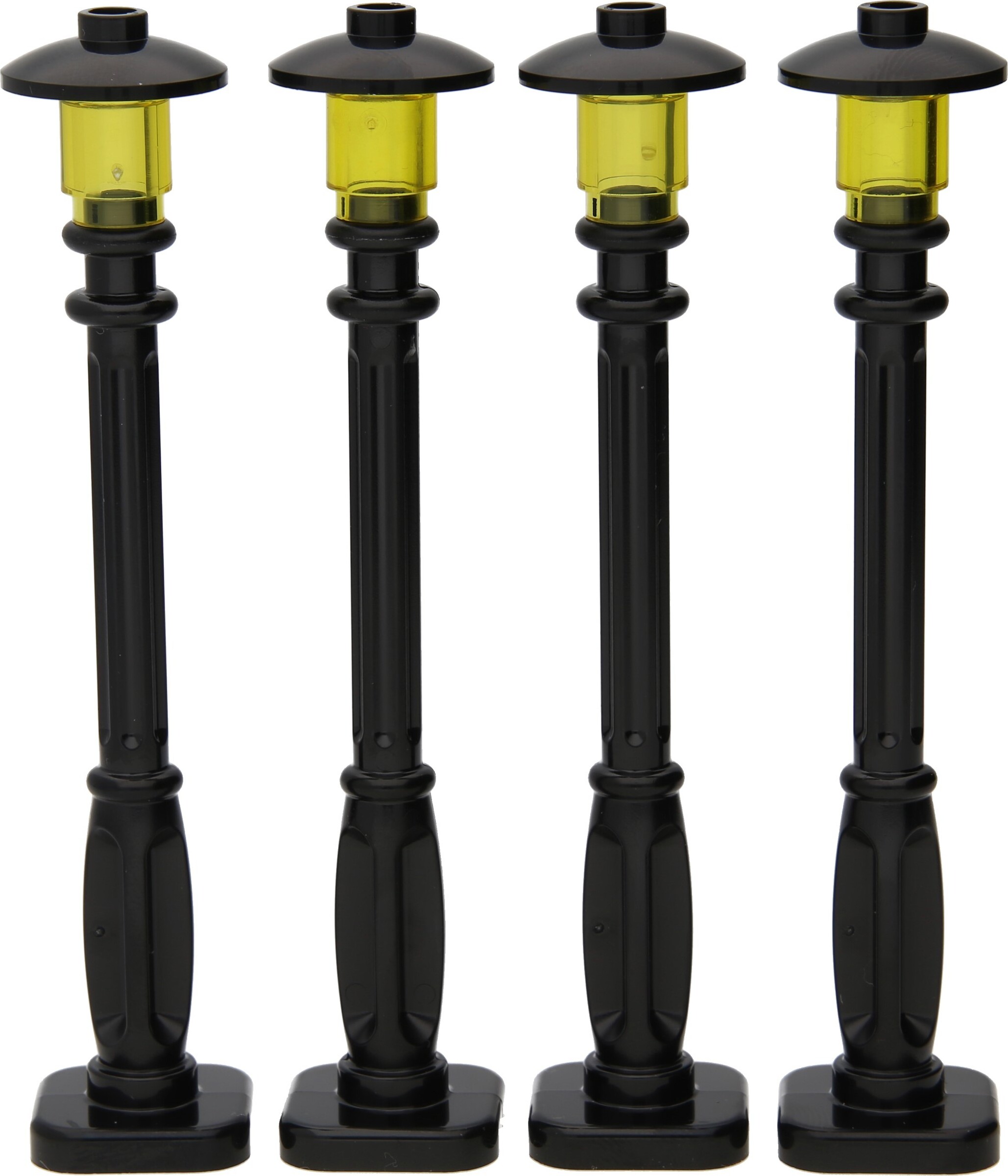 LEGO City: 4 lampáše v čiernej farbe so žltou lampou