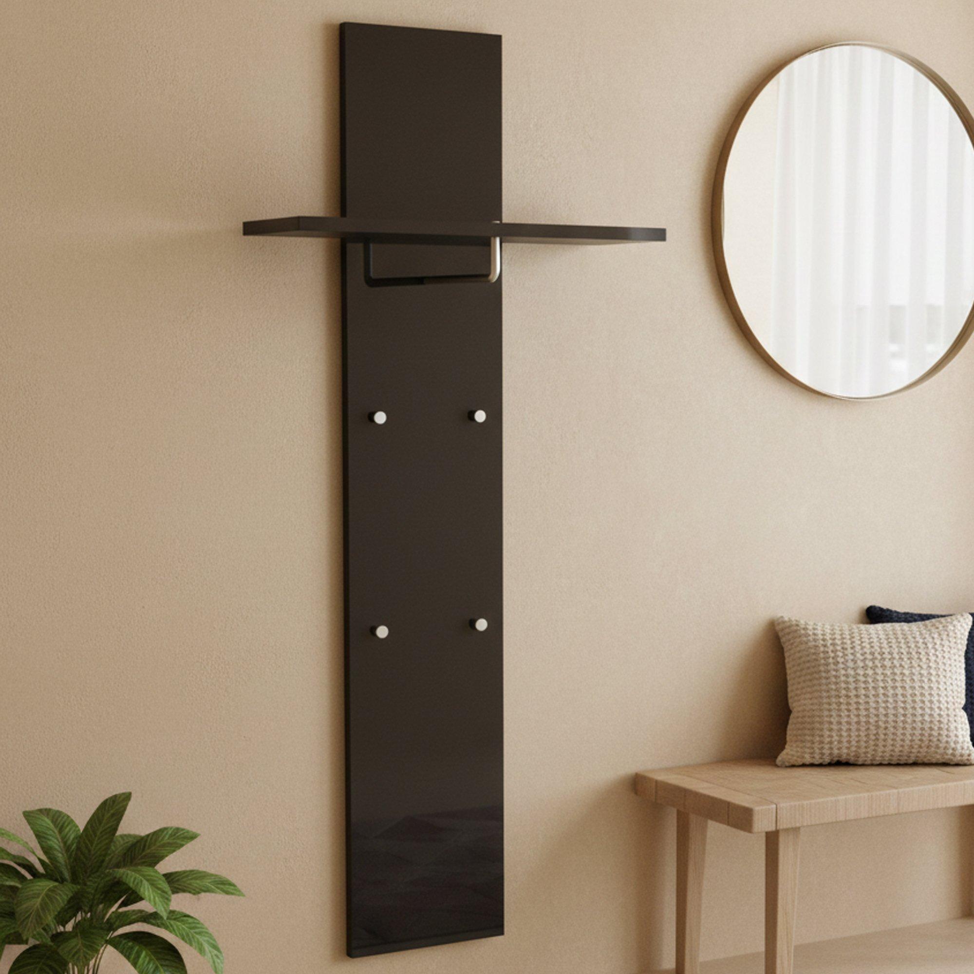 Dmora Eingangsmöbel Dlentin, Moderne multifunktionale Eingangshalle, Mehrzweckschrank für Eingangshalle, 100% Italy, cm 50x27h140, Anthrazit glänzend