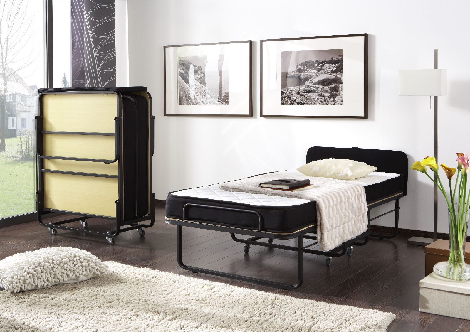 Fun-Möbel Raumsparbett Gästebett - Sleepers 5 - Komplettset Schwarz 90 x 200 cm