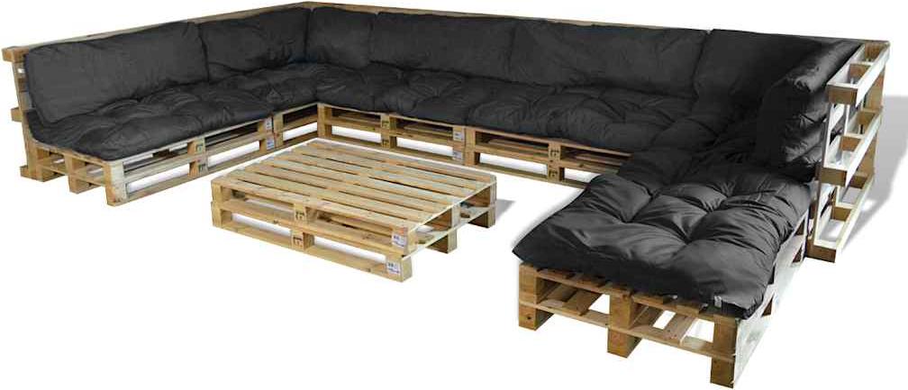 Pallet Sofa Kissen 13 pcs Grau 120 x 80 x 10 cm Stoff