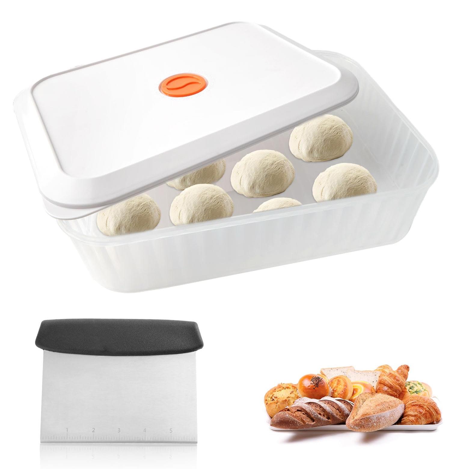 OEM Pizzablechbox mit Deckel, 31 × 23 × 9 cm. Teigbox/Gärschrank. Stapelbarer Behälter zum Garen von Pizza- und Brotteig.