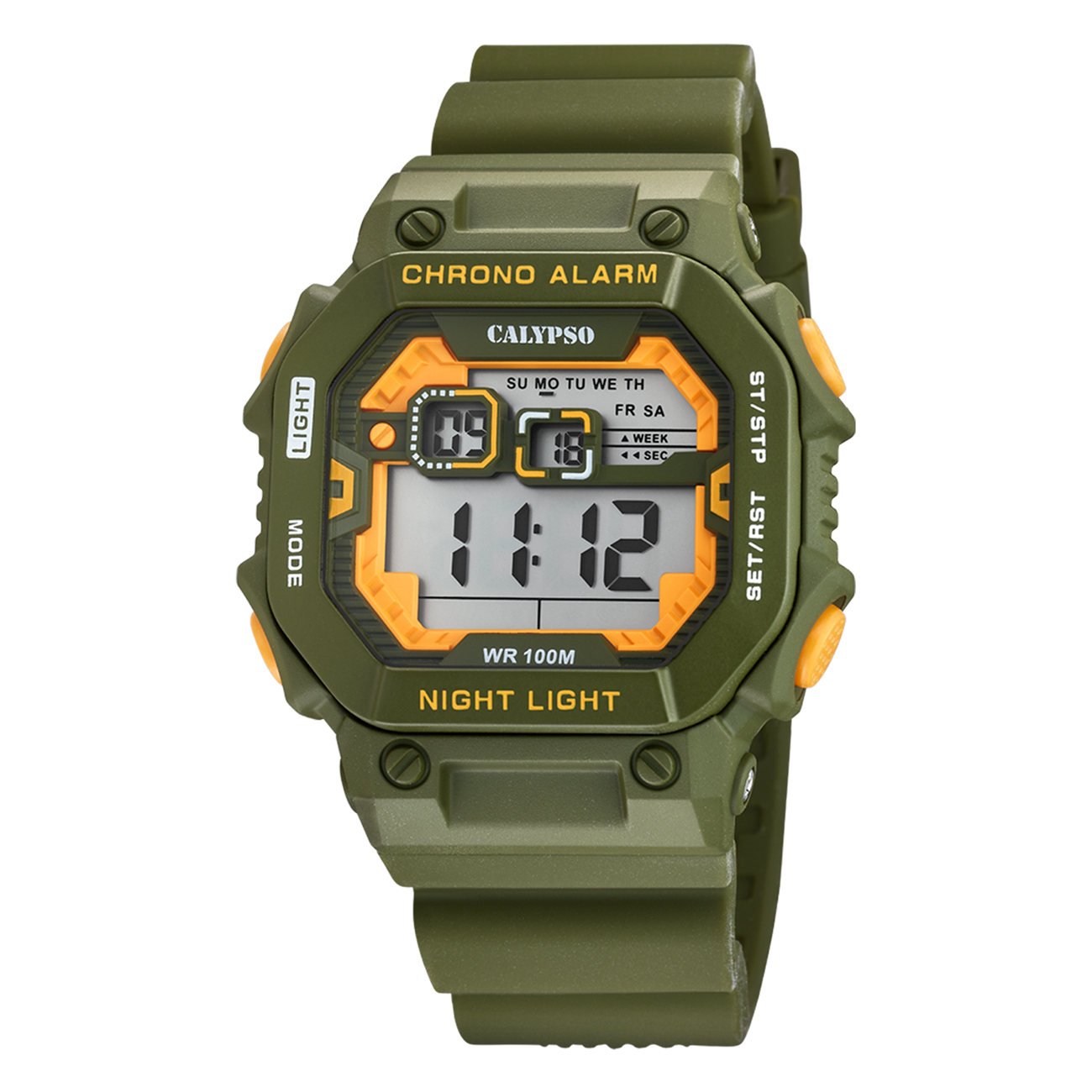 Pánske gumené hodinky Calypso olivovo zelené Digitálne náramkové hodinky Calypso UK5840/5