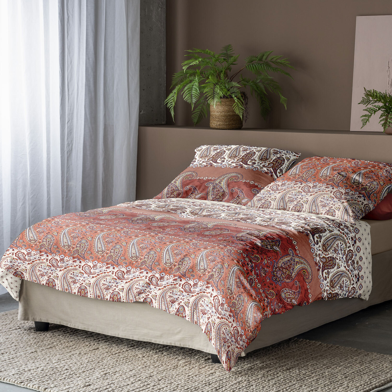 Irisette GmbH & Co. KG Irisette Mako-Satin Bettwäsche-Garnitur Sky 8507 Farbe rot Größe 135x200+80x80cm 8507-60-001